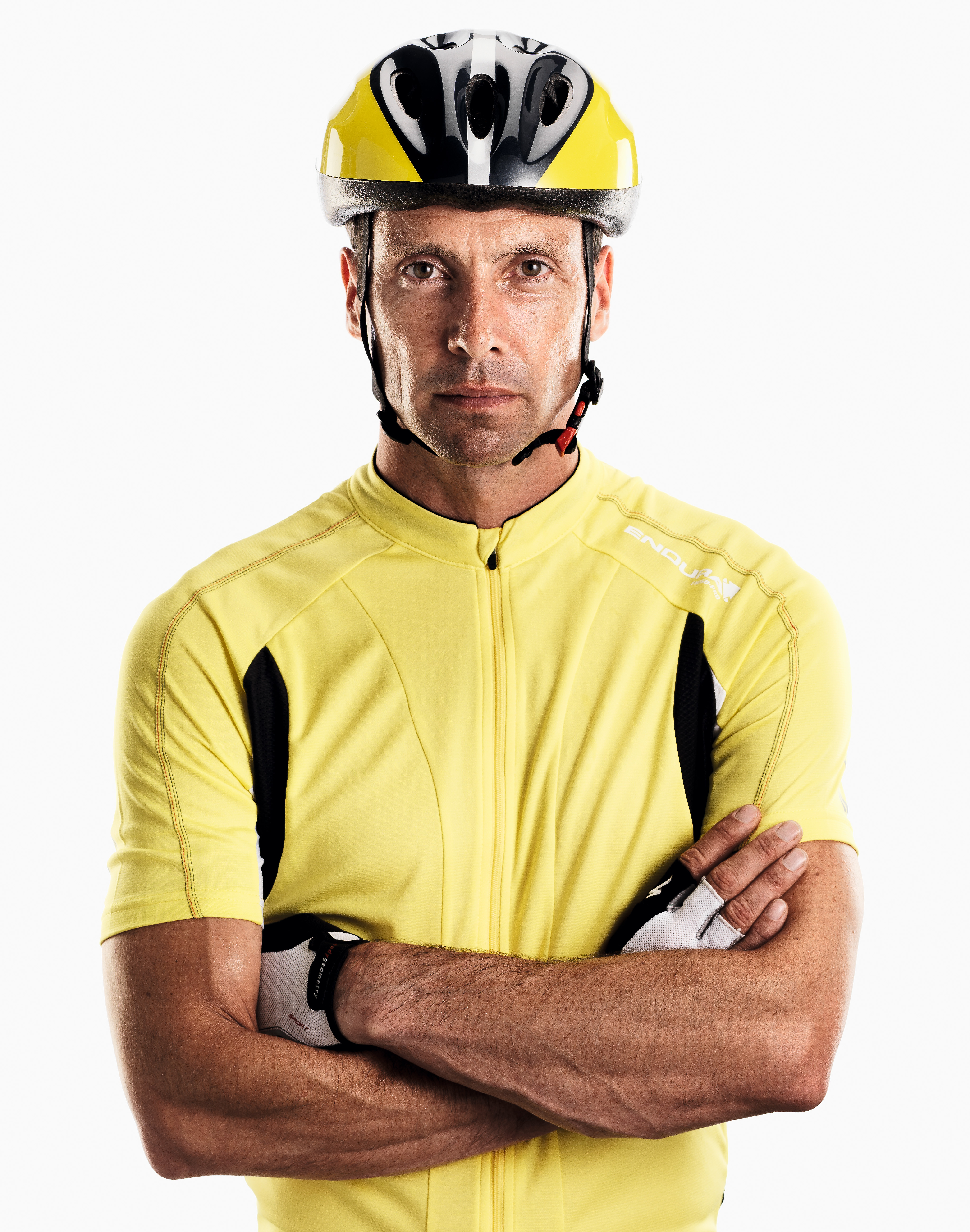 Male cyclist studio portrait