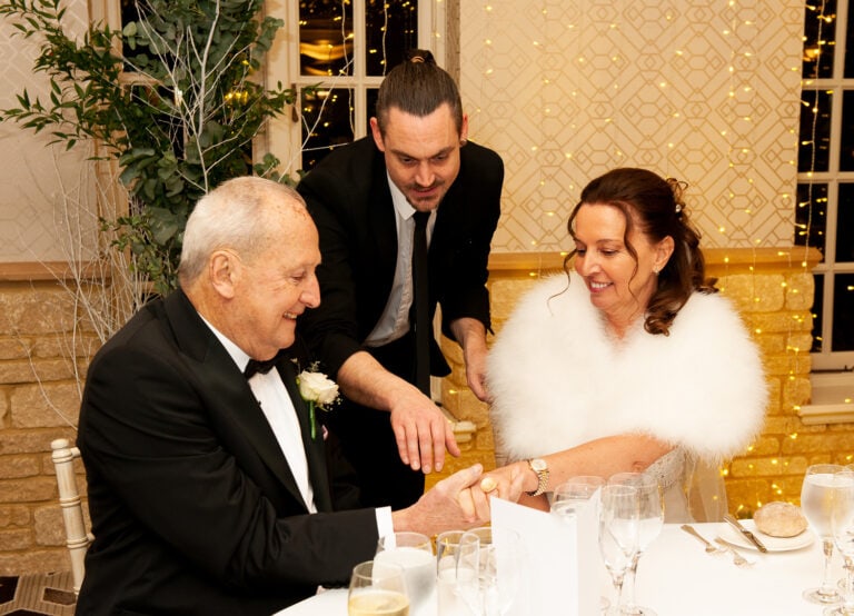 Magician with a bride and groom