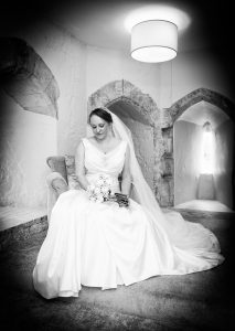 Bride in The Gate House at Farnham Castle