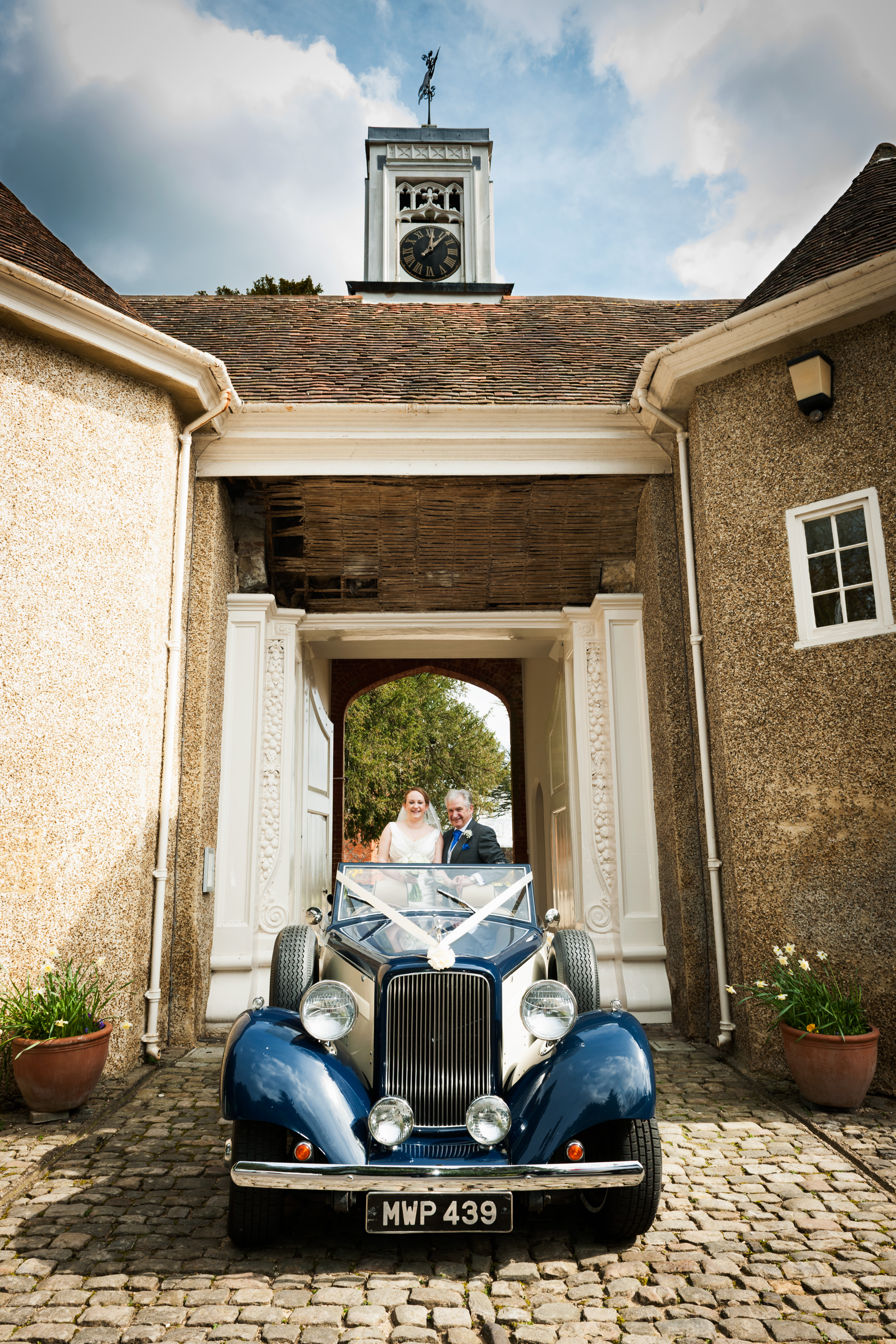 Classic wedding car at The Gate House