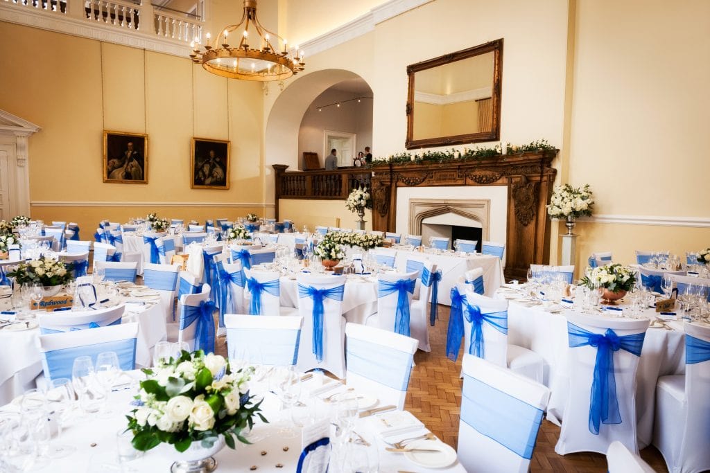 Modern wedding breakfast at Farnham Castle