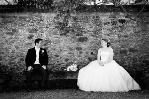 Gate Street Bride and Groom sitting on a bench