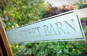 Gate Street Barn glass dorr sign
