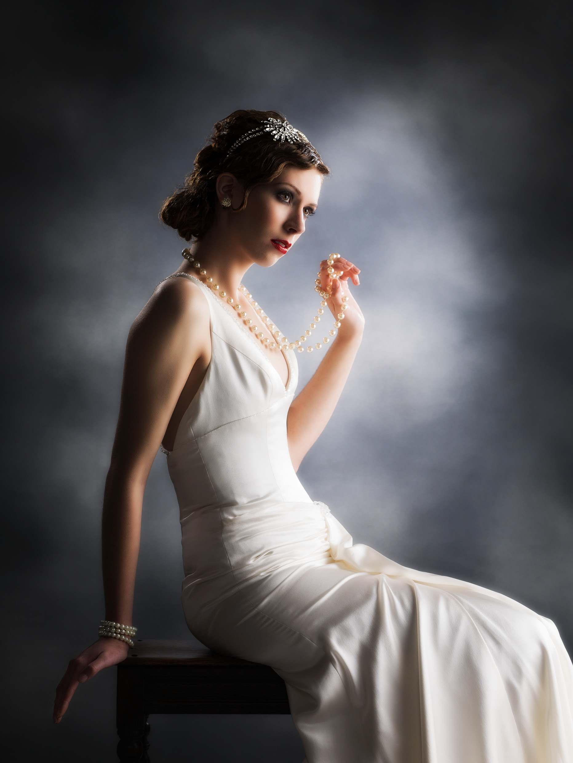 Muriel Finlay Inspired Bride with Pearls