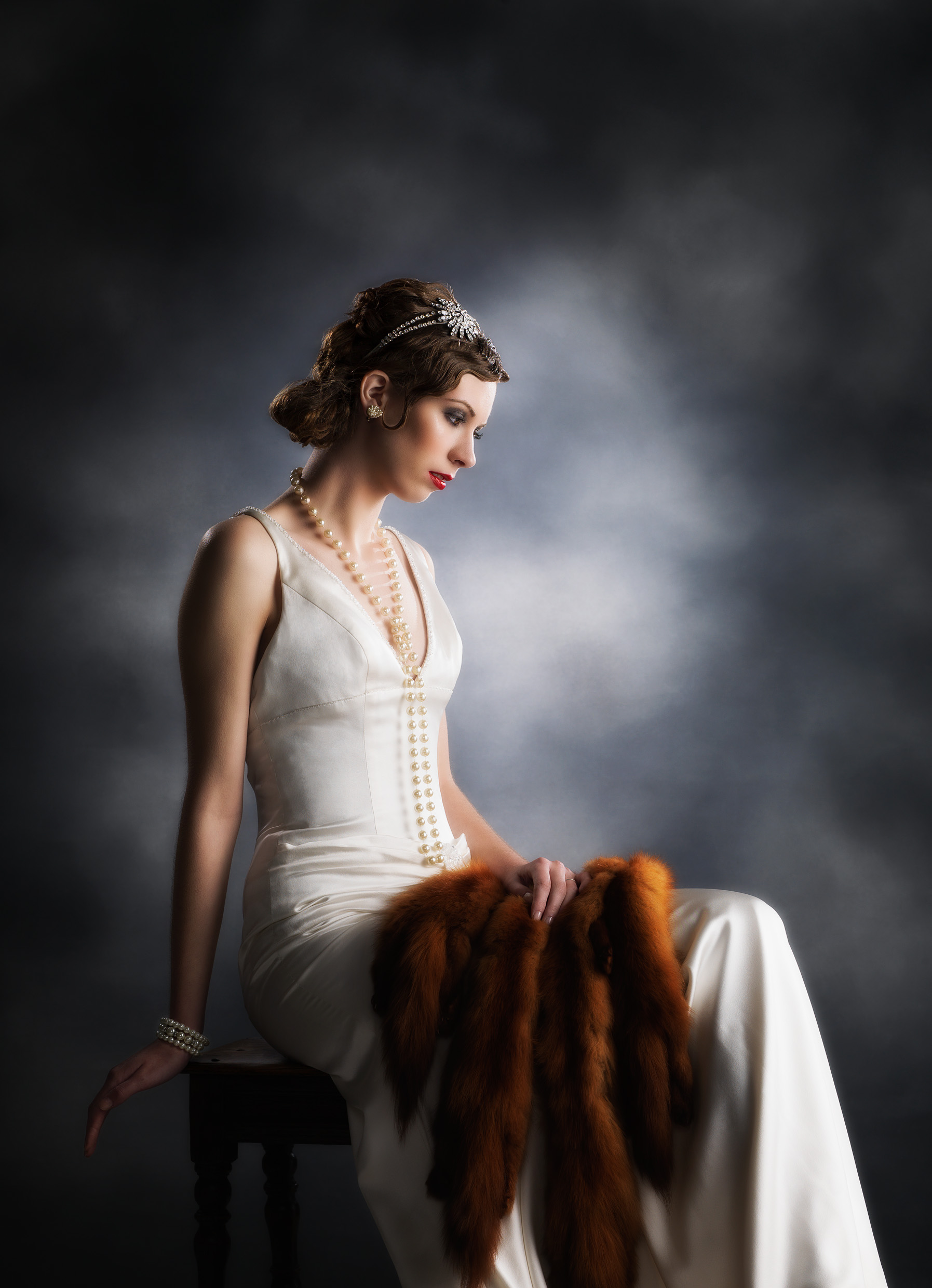 1920s Muriel Finlay Styled Shoot Bride with Furs