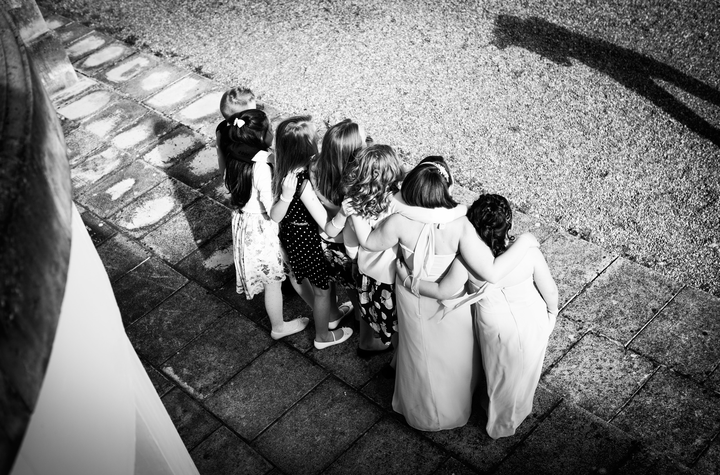 Group of girls posing for the wedding photographer