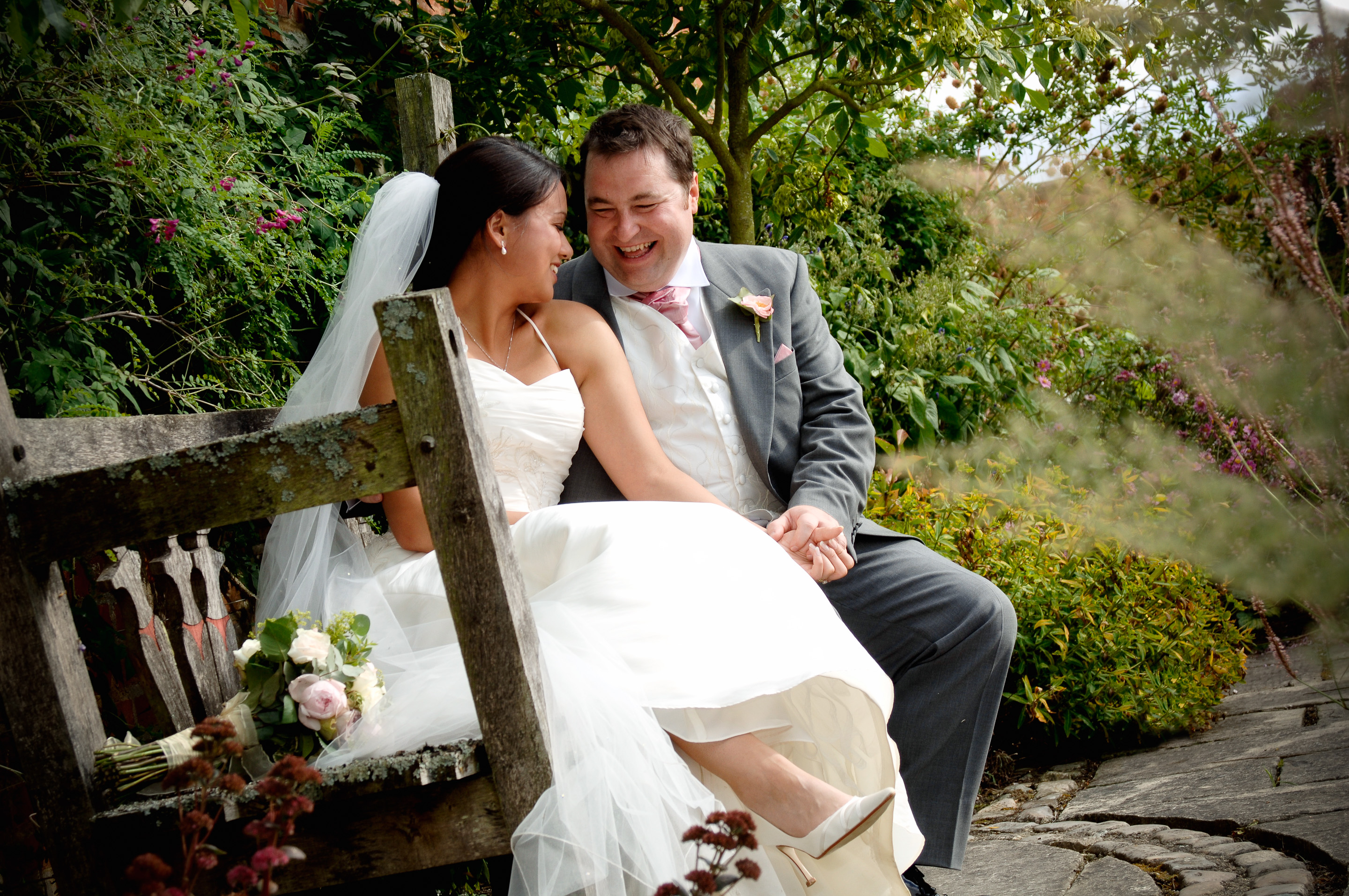 Newly weds laughing at Bury Court, Bently